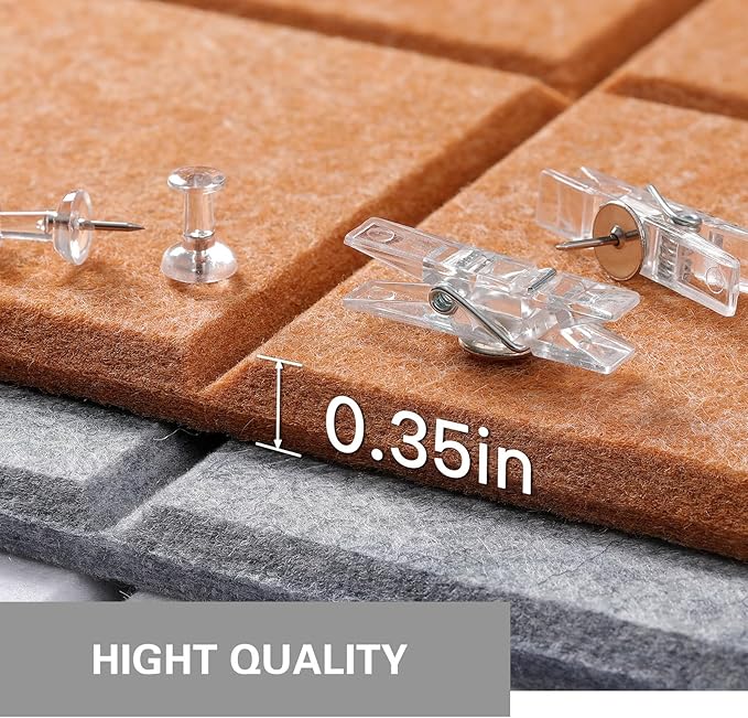 Large Cork Board, 12 Pack Felt Wall Tiles with Safe Removable Adhesive, Bulletin Board for Office, Pin Tack Corkboard for Quilting Design & Dart Wall Protector 48" x 36" - Goldenrod
