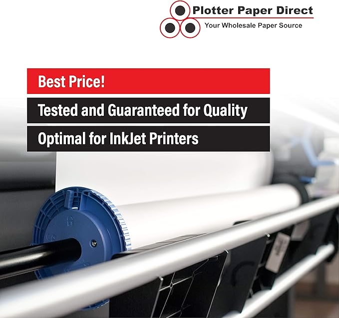 Plotter Paper Direct 13in x 75ft Premium Polyester Matte Canvas Roll, 500 Denier, Quick Dry, Wide Format Inkjet Printer Compatible, Perfect for Fine Art, Photography, Archival Quality Prints