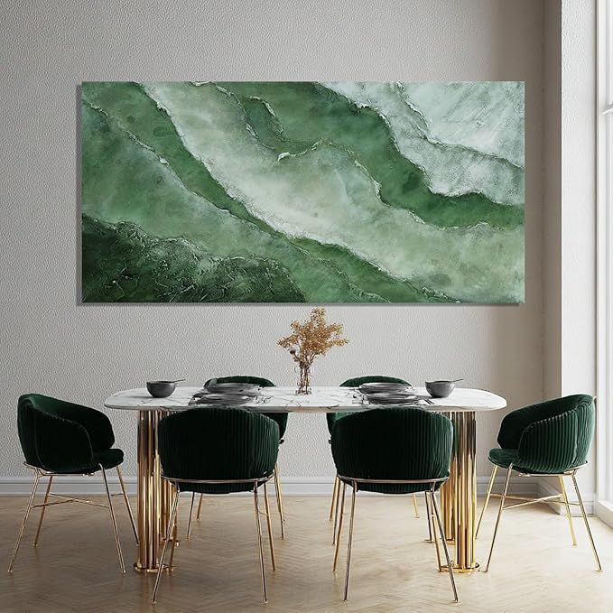 Green Large Wall Art, Abstract Minimalist Decor Paintings for Wall, motivational posters, Framed for Bedroom and Living Room, 24" x 48"