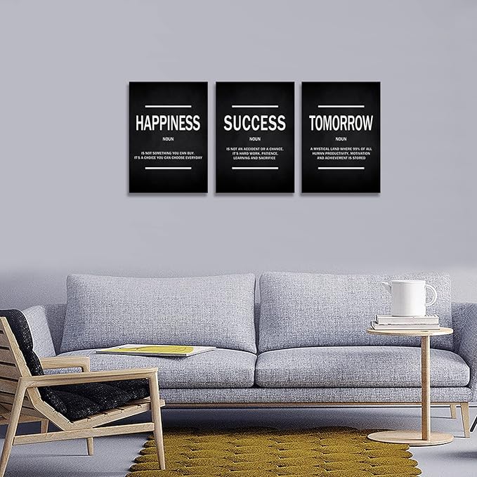 KAWAHONE Success Quotes Wall Art, Motivational Entrepreneur Tomorrow Poster Inspirational Happiness Wall Hanging Picture Decor for Home Office Workplace Gift for Business Leadership Men Women Ready to