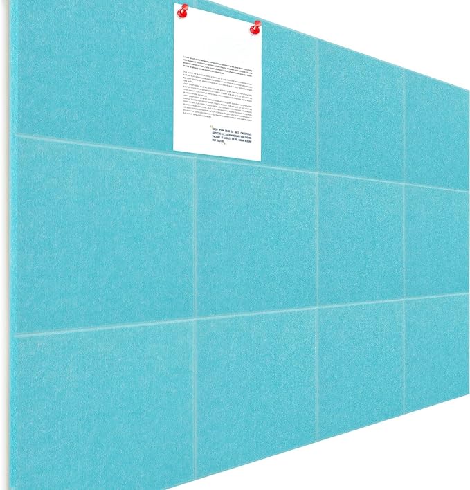 Honoson 12 Pack 47"x35" Large Cork Boards Tiles Alternative Felt Wall Tiles Bulletin Board with Safe Adhesive Cork Board Squares for Walls Organize Home Office Classroom Pin Photo Panels(Blue)