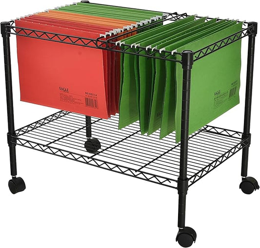 Finnhomy Premium 1-Tier Metal Rolling File Cart for Letter Size and Legal Size Folder, Black