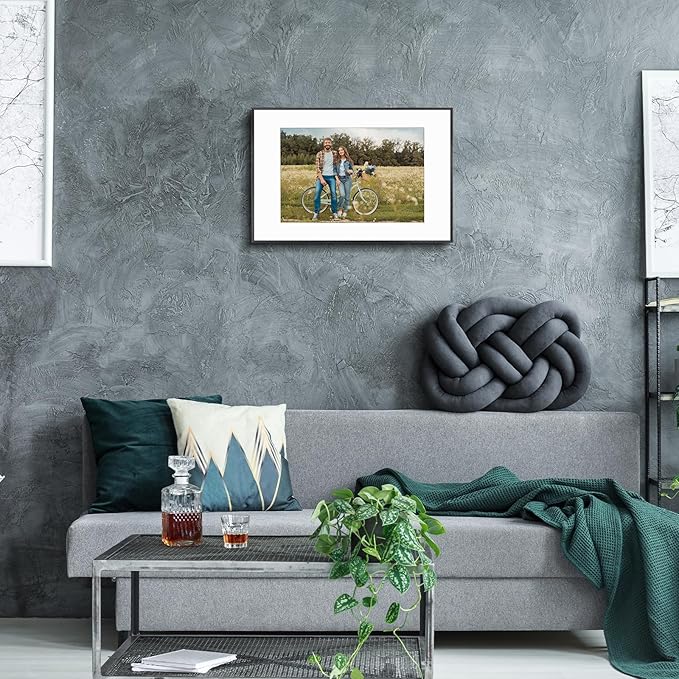 Golden State Art, Gallery Wall Frame Set of 6 - Black 16x24 Aluminum Photo Frames with Mat for 12x18 Pictures - 16 x 24 inch Metal Frame with Real Glass Cover - Elegant Home or Office Decor