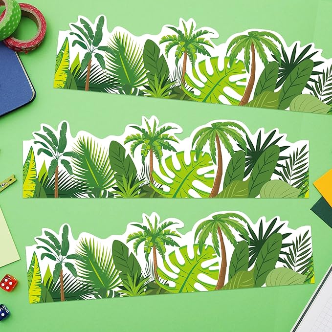 72 Ft Tropical Leaves Bulletin Board Borders Greenery Plant Borders for Tropical Jungle Classroom Home Office Summer Decoration (Tropical Leaves)