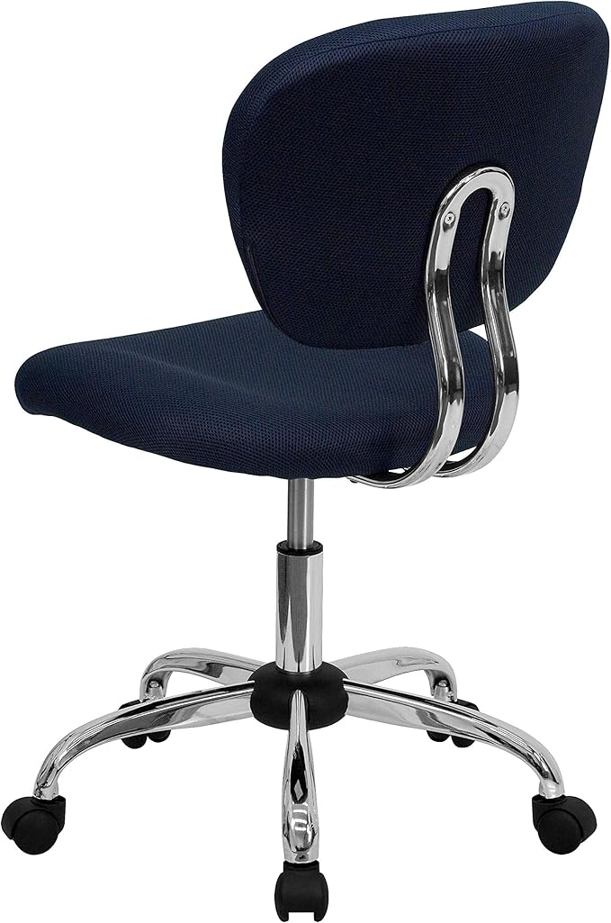 Flash Furniture Beverly Mid-Back Navy Mesh Padded Swivel Task Office Chair with Chrome Base