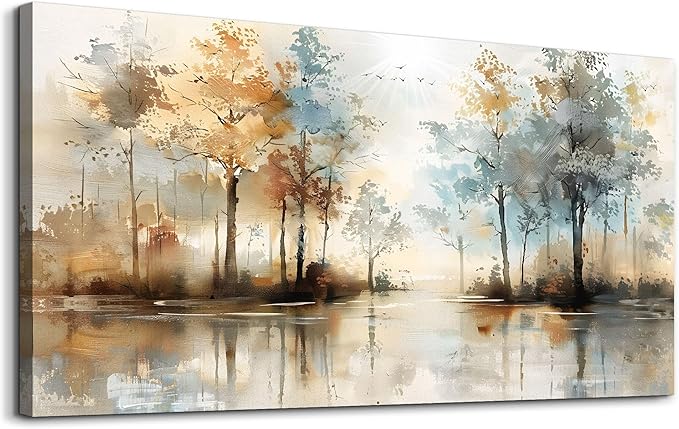 Lapremoly Boho Wall Decor For Living Room Framed Wall Art for Bedroom Abstract Tree Painting Wall Artworks Hang Pictures For Office Decoration Canvas Prints Room Home Decorations Posters 24"X48"