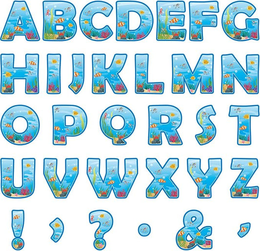 150 PCS Large 7" Bulletin Board Letters Set, Under the Sea Themed Party Classroom Alphabet Cutouts Letters for Bulletin Board Display Home School, A Great Helper to Inspire Students' Learning Interest