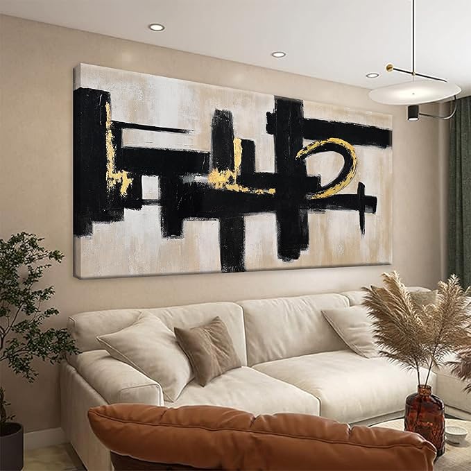 QSQ Black Abstract Wall Art Minimalist Canvas Art Wall Decor Paintings Artwork For Walls Modern Abstract Art Prints Picture For Bedroom Hallway Office Home Wall Decor 20" W x 40" L