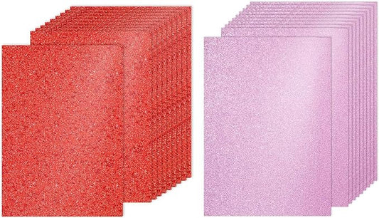 PATIKIL 20Sheets Red/Pink Glitter Cardstock, 8.3x11.7 in A4 Glitter Paper Card Stock Shiny Scrapbook 250gsm Sparkly Paper Large Shimmer for Crafts Scrapbook DIY Art Wedding Party