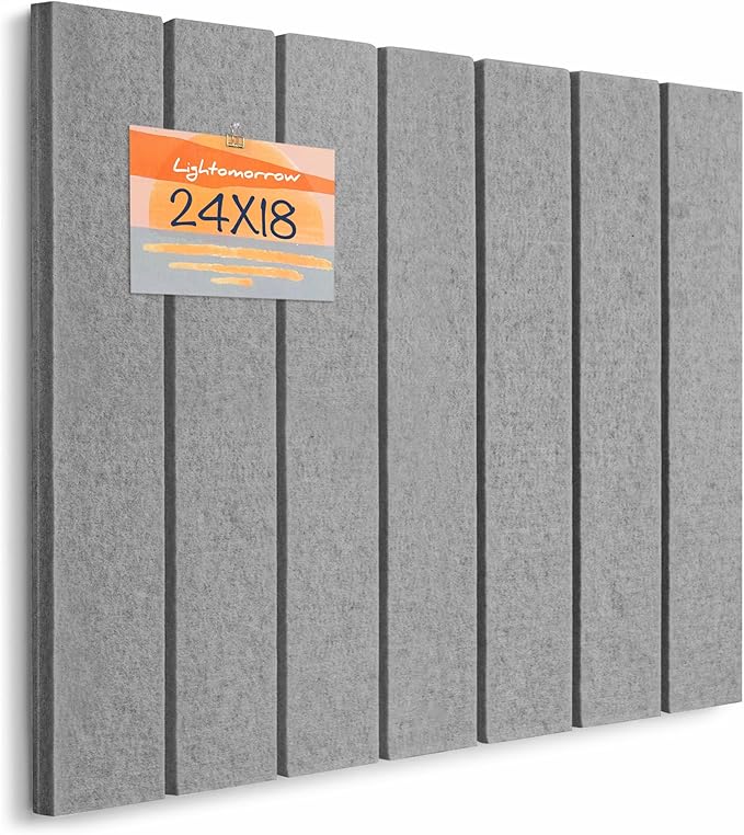 Bulletin Board, 24 x 18 inches Felt Board Decorative Pin Board, 4' x 3' Cork Board Alternative for Wall, Foldable Photo Board with 20 Pushpins - Gray Stripes