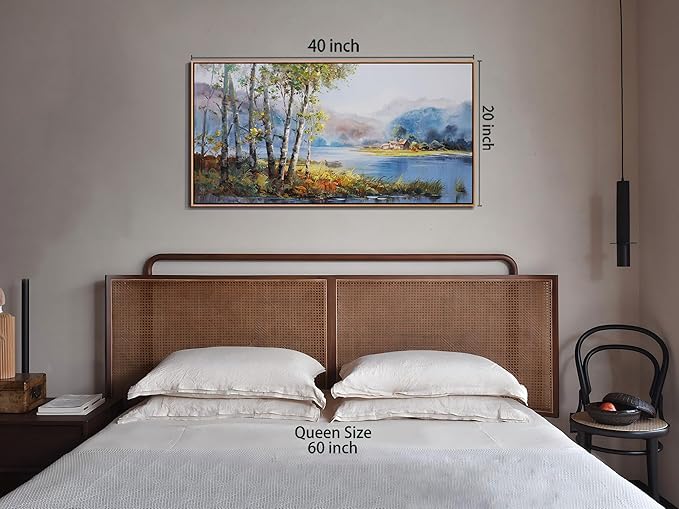 Arjun Framed Forest Picture for Living Room, Wall Art for Bedroom Nature Painting Wall Decor, Office Artwork Home Dining Room Large 40"x20"