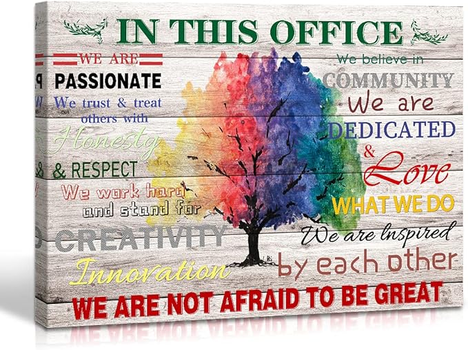 Motivational Wall Decor Art In This Office Watercolor Tree Painting Wonderful Canvas Painting Inspirational Quotes Wall Art for Study Room Home Office Decoration 12x16 inches Framed Hanging Artwork