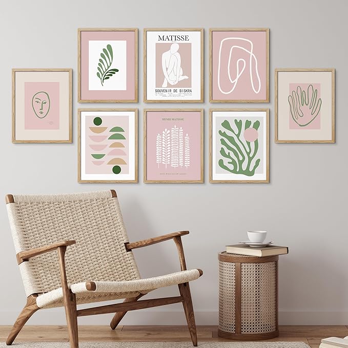 SIGNWIN Framed Poster Bathroom Decor 11"x14"x 8 Natural, Wall Art Room Decor Multicolor for Living Room, Bedroom, Office Matisse Nude Dancer Geometric Pink Jungle Plant Nature Abstract Shapes
