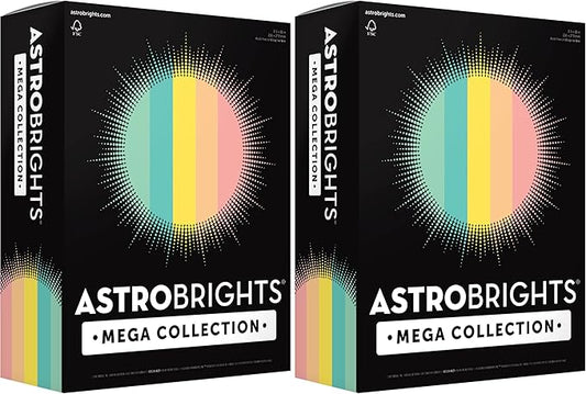 Astrobrights Colored Paper, 625 Sheets, 24 lb./89 gsm, 8.5" x 11" | Punchy Pastel 5-Color | Pack of 2 | Mega Collection
