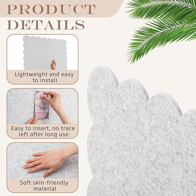 Scalloped Felt Bulletin Board 36 x 24 Inches Foldable Light Gray Pin Cork Board Alternative for Wall, 3' x 2' Trifold Picture Vision Self Adhesive Bulletin Decorative