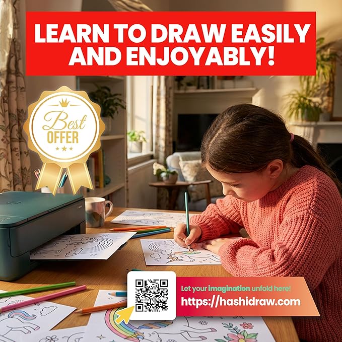 HASHI Printable Coloring and Drawing Paper - 120 GSM (32lb) Heavyweight, 100 Sheets Letter Size 8.5 x 11, No-Bleed Artist Paper for Markers, Watercolor, and AI Coloring, Inkjet and Laser Compatible