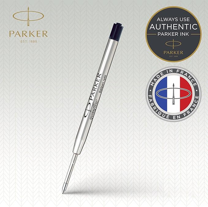Parker QUINKflow Ballpoint Pen Ink Refills, Medium Tip, Black, 3 Count - For Everyday Writing