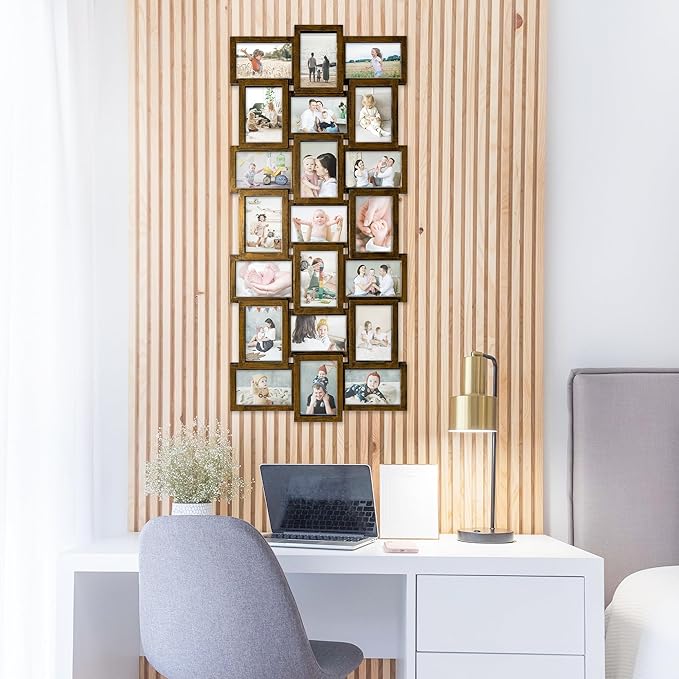 HELLO LAURA 21 Opening Photo Collage Frame for Wall - 4x6 Picture Frame Display Multiple Photos - Family Picture Frames Wall Decor for Home - Gold
