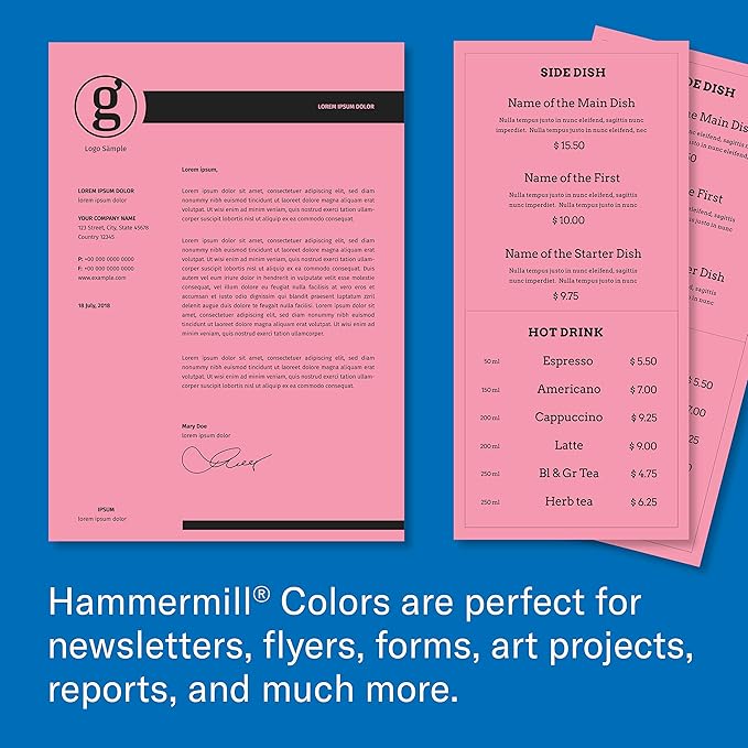 Hammermill Colored Paper, 20 lb Cherry Printer Paper, 8.5 x 11-1 Ream (500 Sheets) - Made in the USA, Pastel Paper, 102210R