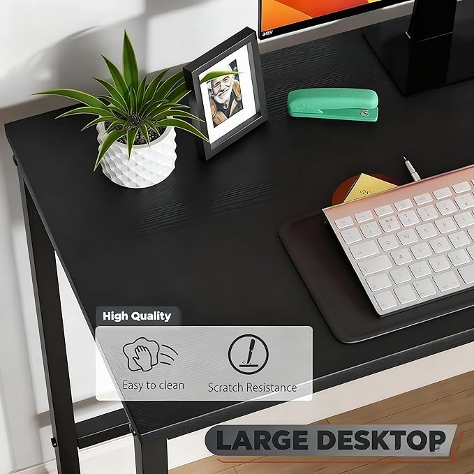 43Inch Corner Computer Desk, Gaming Desk with Reversible Storage Shelves Left/Right,Small L Shaped Desk with 2-Tier Shelves & Adjustable Feet Pad for Home Office Gaming (43 Inch)