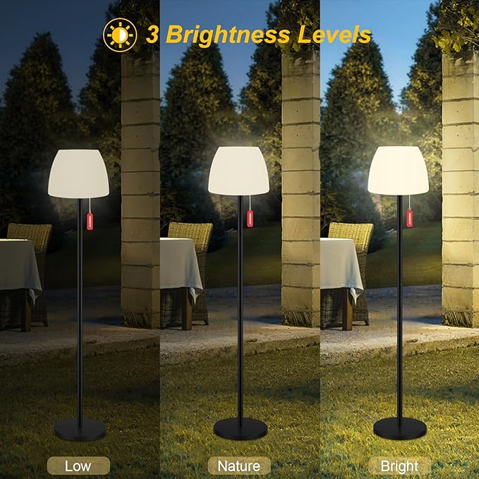 Qnkaa Outdoor Floor Lamp Solar Outdoor Lamps for Patio Waterproof Shower Lamp,LED Cordless Floor Lamp with Light Sensor,Rechargeable Dimmable Floor Lamp Warm White+RGB Solar Lamp for for Garden