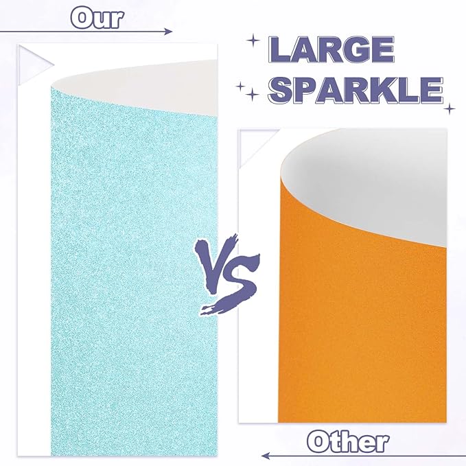 PATIKIL 20Sheets Lake Blue Glitter Cardstock, 8.3x11.7 in A4 Glitter Paper Card Stock Shiny Scrapbook 250gsm Sparkly Paper Large Shimmer for Crafts Scrapbook DIY Art Wedding Party