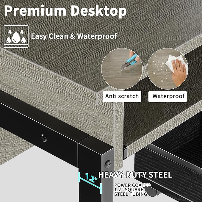 ALISENED 31.5" Small Computer Desk with Hutch, Office Desk Study Table Writing Desk Workstation PC Table for Home Office, Space Saving Design