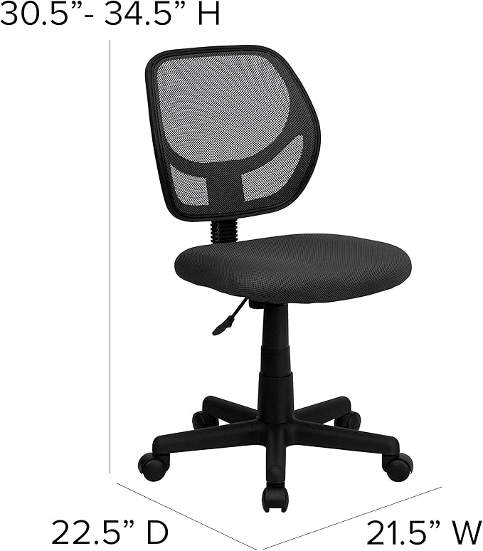 Flash Furniture Neri Low Back Gray Mesh Swivel Task Office Chair with Curved Square Back