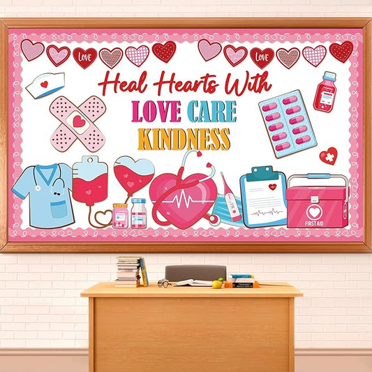 Nurse Bulletin Board Decorations Set Healthcare Bulletin Board Healthy Kindness Nursing Paper Cutouts Medical Health Classroom Decoration for Home School Office Decor Party Teacher Supplies