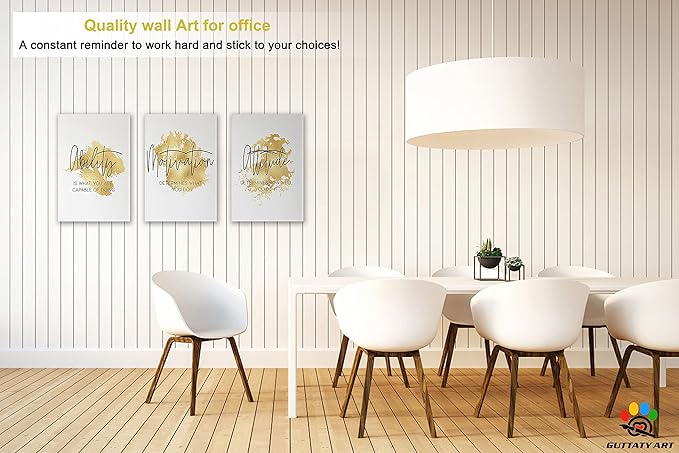 Office Wall Art-3 Panel Motivational Wall Art, Inspirational Quotes Canvas Art for Home Office, Positive Quote Wall Art, Entrepreneur Words Poster Frame 12'x18'x3Pcs
