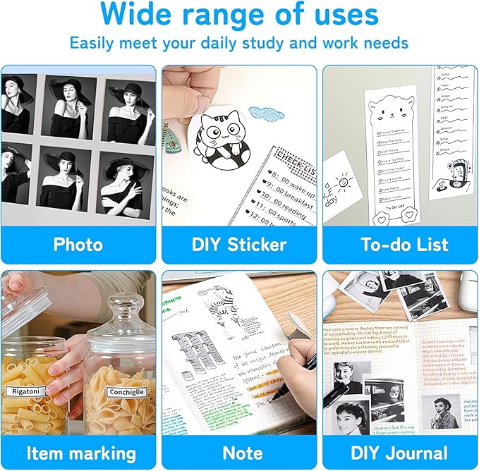 Sticker Maker for Kids, Print Pods Mini Sticker Printer Machine with 13 Rolls Paper, Portable Bluetooth Thermal Printer for Notes, Journal, DIY ,Gift, Impresora Portátil for Home/School/Office