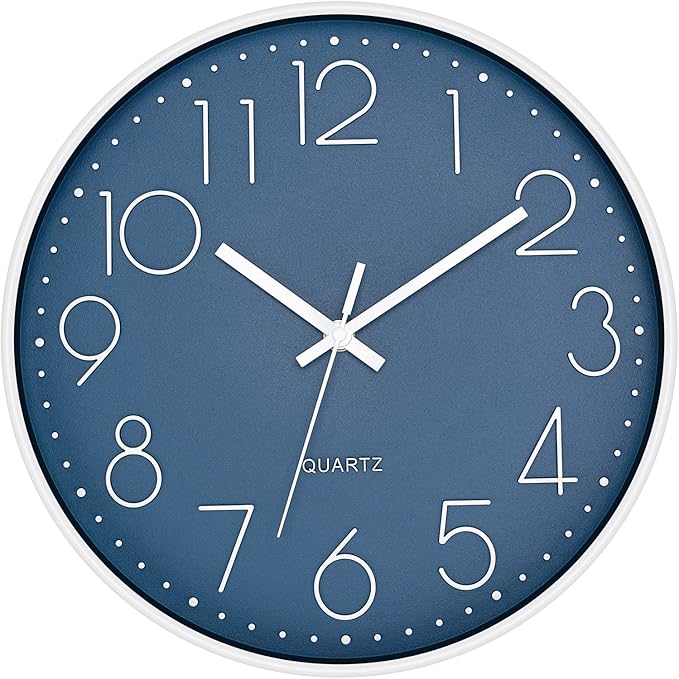 Foxtop 14 Inch Wall Clock Silent Non-Ticking Battery Operated Round Quartz Modern Wall Clock Decorative for Living Room Bedroom Kitchen Home Office (Cerulean)