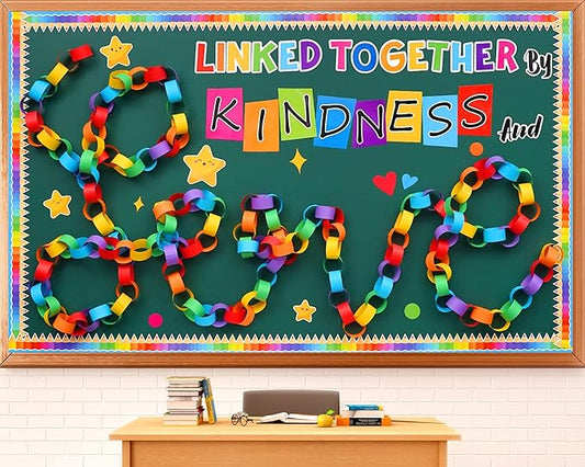 gisgfim Kindness Valentine Bulletin Board Decorations Back to School Classroom Paper Cutouts 3D Colorful DIY Craft Motivational Link Together by Love Bulletin Board Decor for Christmas Chalkboard Wall