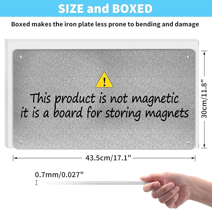 17.7" x 11.8" Metal Magnetic Board - Magnet Bulletin Board to Display Magnetic Letters Numbers Animal, Poetry, Spice Jars, Notes, Photos, Suitable for Wall, Refrigerator, Cubicle, Cabinet