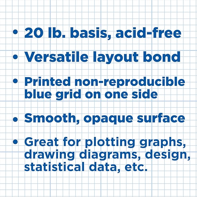 ALVIN Cross Section Graph Paper Pad 11" x 17" Model 1422-10 Acid-Free Use with Pencil or Ink Laser Copier and Inkjet Compatible 10" x 10" Grid - 50 Sheet Pad 11 x 17 inch