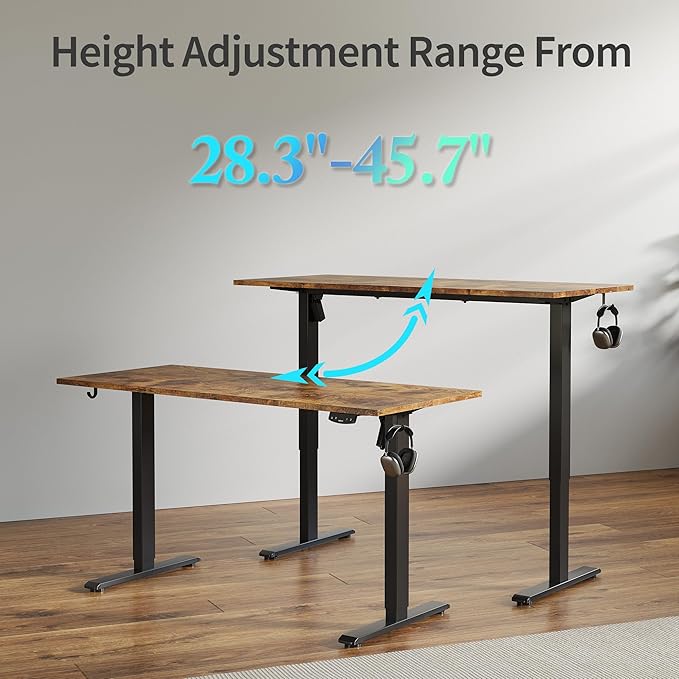 Agilestic Electric Standing Desk, Large 63 x 24 Inches Height Adjustable Desk, Sit Stand up for Work Office Home, Ergonomic Rising Computer Table with Memory Preset, Splice Board, Rustic Brown