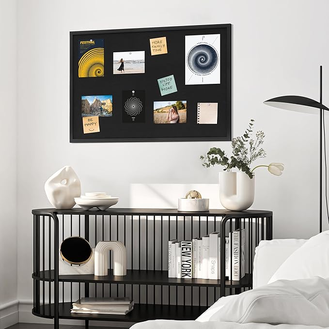 Cork Board with Linen Black 2Pack,Bulletin Board 36"x24", Corkboards for Office Home School Message Board or Vision Board Decoration.