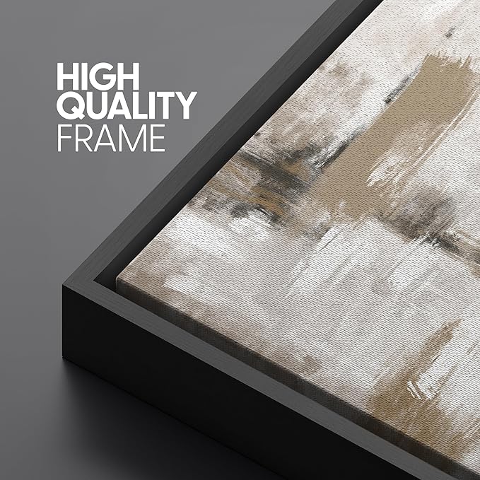SIGNFORD Extra Large Framed Canvas Neutral Abstract Landscape in Earthy Tones Illustrations Modern Art Calm Warm for Living Room, Bedroom, Office - 60"x30"