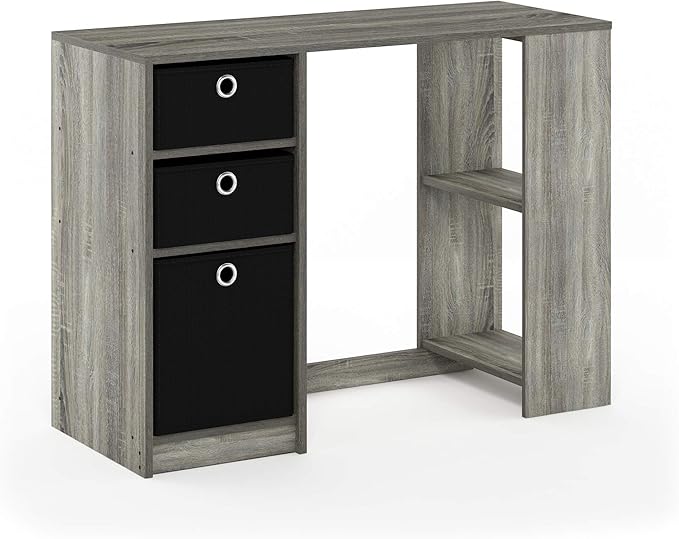 Furinno Jaya Modern Computer Study Desk, Small, French Oak Grey/Black