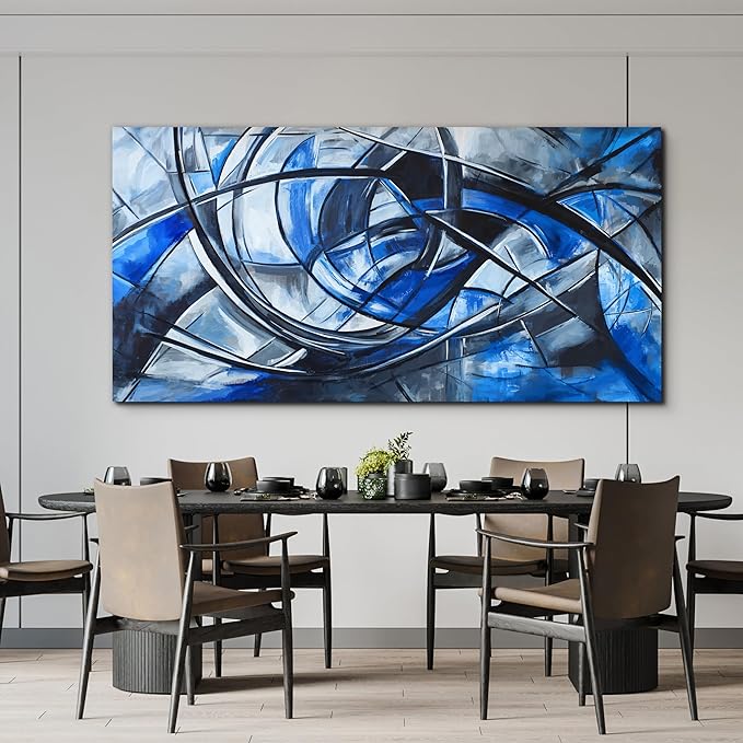 Abstract Wall Art Decor Modern Large Wall Art Pictures for Living Room Abstract Canvas Art Wall Decor Oversized Blue Wall Art Prints Black and White Wall Art Decor Home Office Decorations 35" X 70"