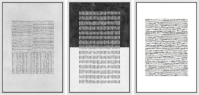 SIGNWIN Framed Canvas Print Wall Art Set Mid-Century Geometric Block Abstract Shapes Cozy Neutral Modern Art Decorative Boho Relax/Zen Nordic for Living Room, Bedroom, Office - 16"x24"x3 White