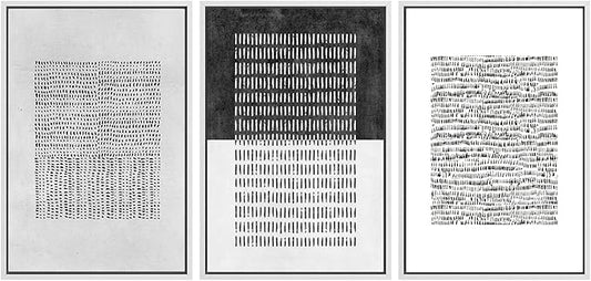 SIGNWIN Framed Canvas Print Wall Art Set Mid-Century Geometric Block Abstract Shapes Cozy Neutral Modern Art Decorative Boho Relax/Zen Nordic for Living Room, Bedroom, Office - 16"x24"x3 White