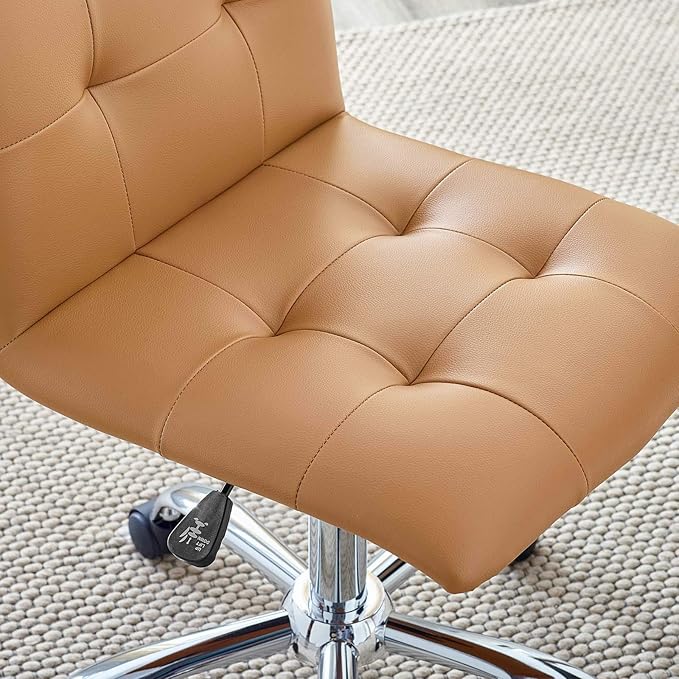Modway Prim Ribbed Armless Mid Back Swivel Conference Office Chair In Tan