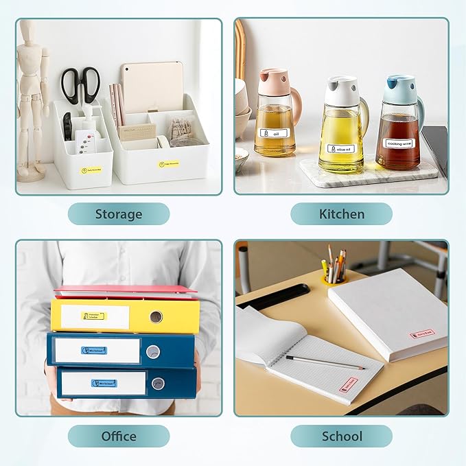 P21 Label Maker Machine with Tape, Bluetooth Label Printer Thermal Mini Label Makers with Built-in Cutter and Multiple Templates, Portable Printers for School, Office, Home Use-Dawn Yellow