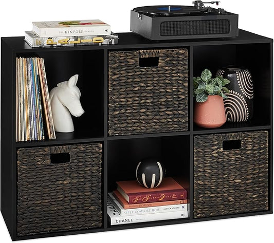 Best Choice Products 6-Cube Storage Organizer, 13.5in Shelf Opening, Bookcase, Display Shelf, Customizable w/ 3 Removable Back Panels – Black