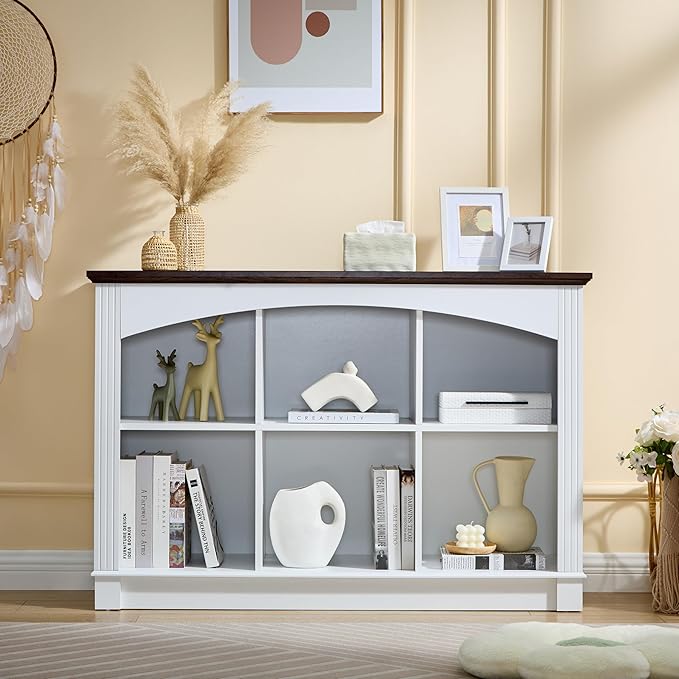 LIDYUK White Bookshelf, 6-Cube Bookcase and Kids Bookshelf, Wooden Storage Cabinet with Cube Organizer, Modern Book Shelf Furniture, Living Room, Office Storage, Toy Organizer, Display Cabinet