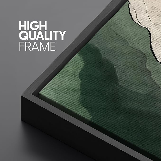 SIGNFORD Extra Large Framed Canvas Green and Neutral Landscape Illustrations Modern Art Calm Warm for Living Room, Bedroom, Office - 60"x30"