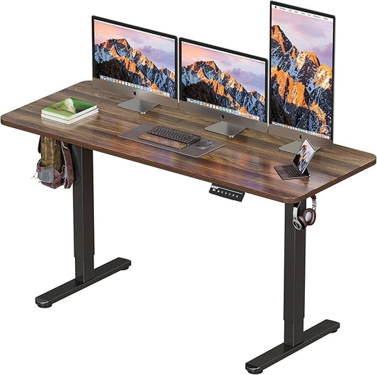 BIZUM Electric Standing Desk 60 x 24 Inch Computer Desk-Gaming Desk Dark Walnut Home Office Desks Height Adjustable Memory Stand Up Computer Workstation