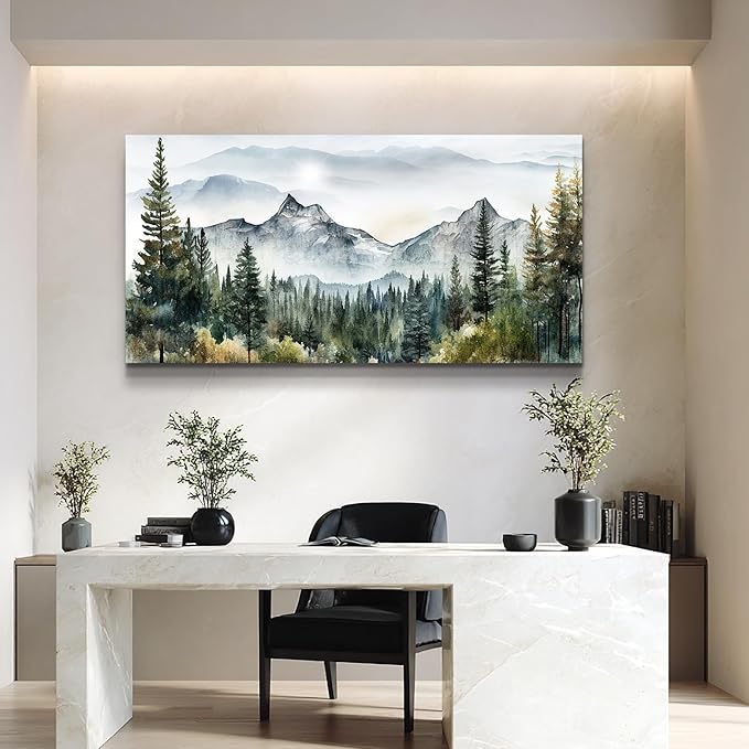hyidecorart Wall Decorations For Living Room Canvas Wall Art For Bedroom Large Size Office Wall Decor Abstract Mountain Scenery Paintings Pictures Artworks Ready To Hang Home Decoration 20X40
