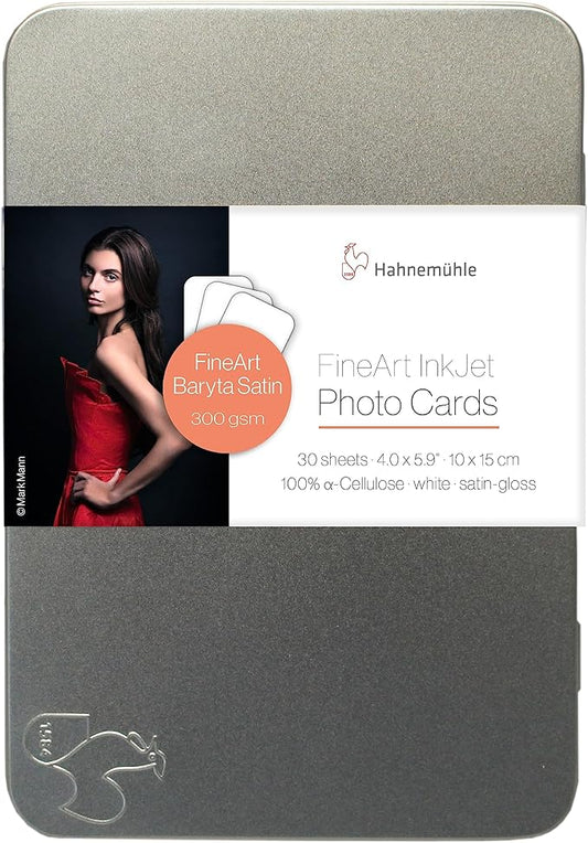 Hahnemuhle FineArt Baryta Satin Inkjet Photo Card, 4x6", 30 Sheets